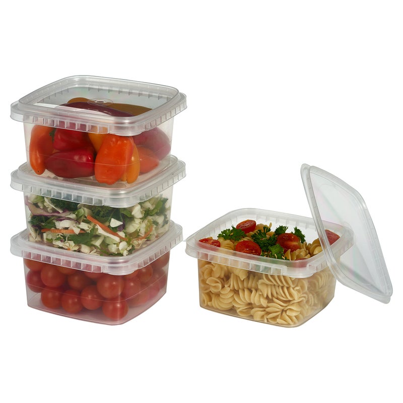 Decony 32 oz 25 Pc. Square Clear Deli Containers with Lids Disposable BPA Free Square Plastic Food Storage Containers with Lids Airtight for Meal Prep Take Out Kitchen - Image 2